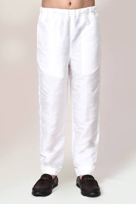 Petite Pomme_White Cotton, Silk Floral Pattern Kurta Set _at_Aza_Fashions