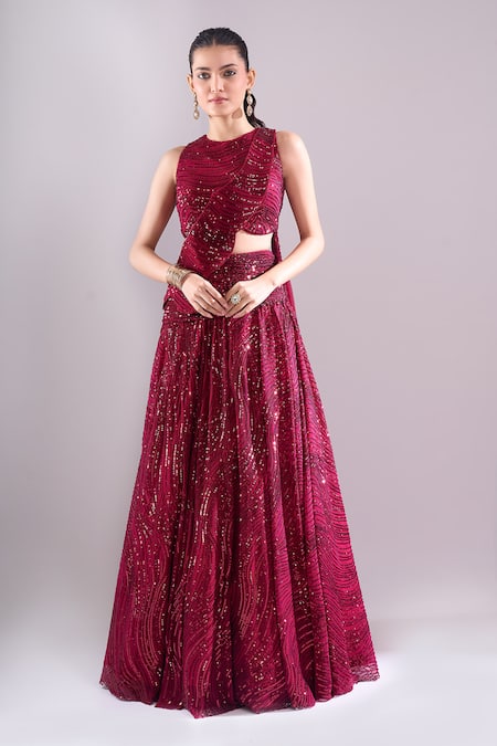 Samyukta Singhania Sequined Hand Embroidered Lehenga Set 