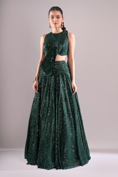 Samyukta Singhania Sequined Hand Embroidered Lehenga Blouse Set 