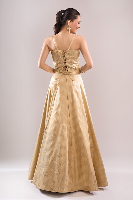 Samyukta Singhania Brocade Hand Embroidered Lehenga Set