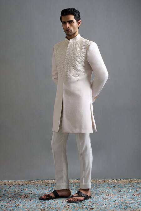 Buy Gargee Designers Ivory Polyester Embroidery Shvet Bandhgala Pant Set Online at Aza Fashions Buy_Gargee Designers_Ivory Polyester Embroidery Shvet Bandhgala Pant Set _Online_at_Aza_Fashions