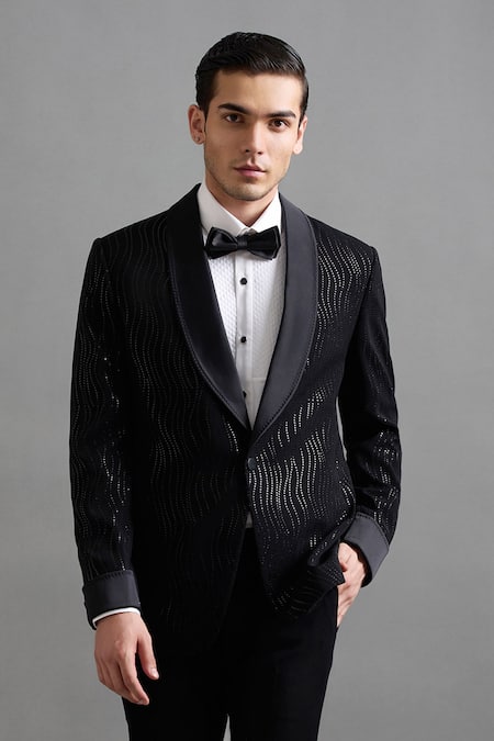 Gargee Designers Black Polyester Kshitij Tuxedo Pant Set at Aza Fashions Gargee Designers_Black Polyester Kshitij Tuxedo Pant Set _at_Aza_Fashions