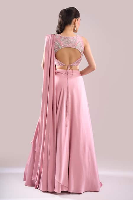 Samyukta Singhania Hand Embroidered Blouse & Draped Lehenga Set 