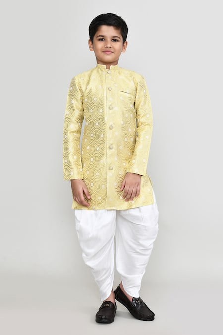 Petite Pomme Jacquard Pattern Kurta & Patiala Pant Set 