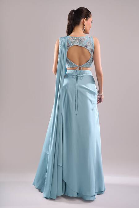 Samyukta Singhania Hand Embroidered Draped Lehenga & Blouse Set 