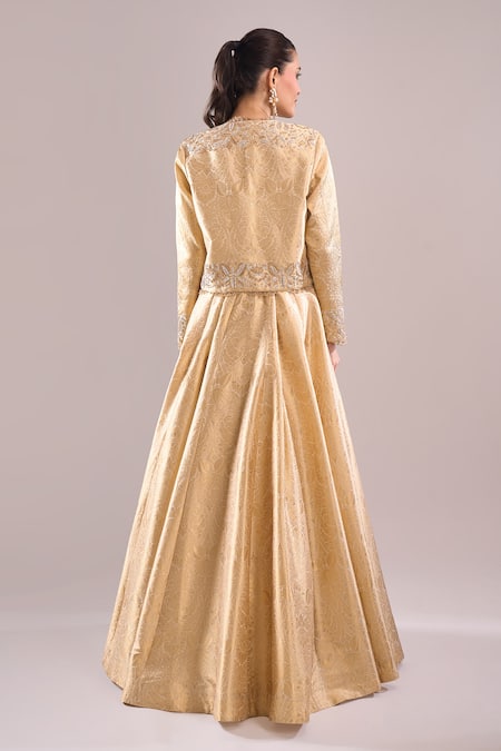 Samyukta Singhania Brocade Hand Embroidered Lehenga Set With Cape