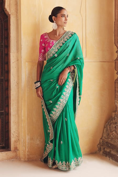 Vinita Bhansali Hariyali Banni Embroidered Saree With Blouse 