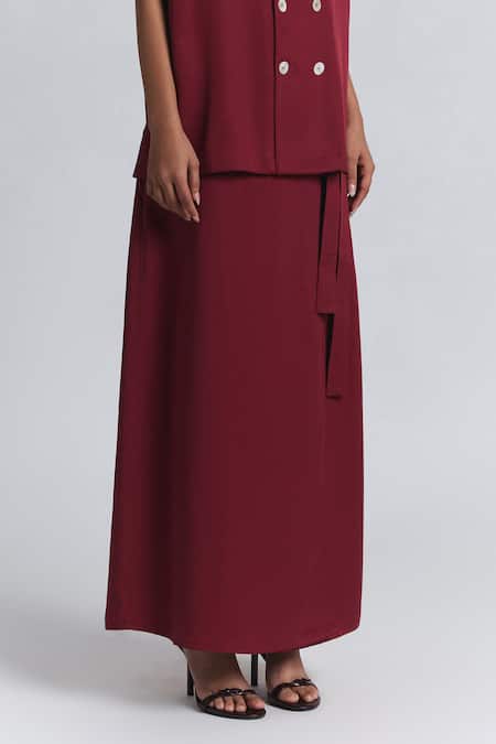 Line Out Line Tencel Twill Long Skirt With Tie-Up Detail