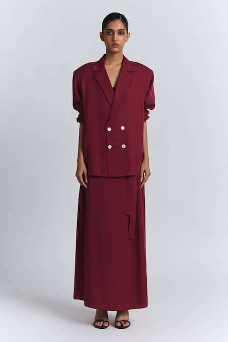 Line Out Line Tencel Twill Long Skirt With Tie-Up Detail