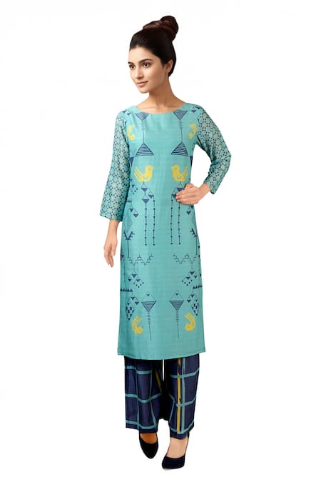 Soup By Sougat Paul Blue printed palazzo kurta set 