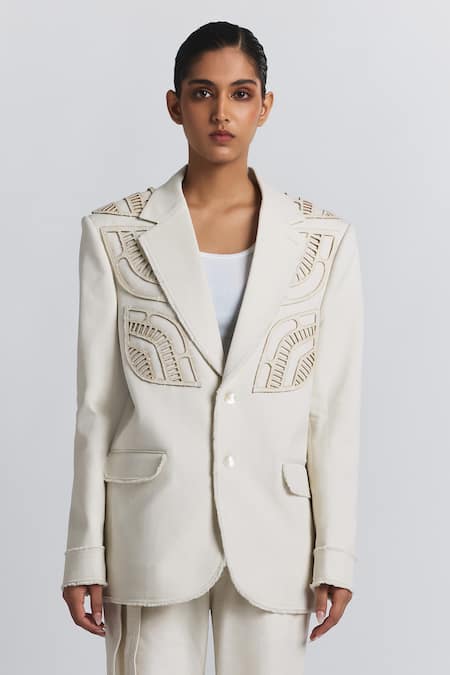 Line Out Line Cutwork Detail Blazer 