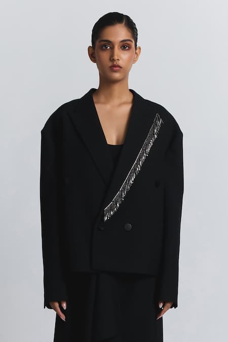 Line Out Line Embellished Double-Breasted Blazer