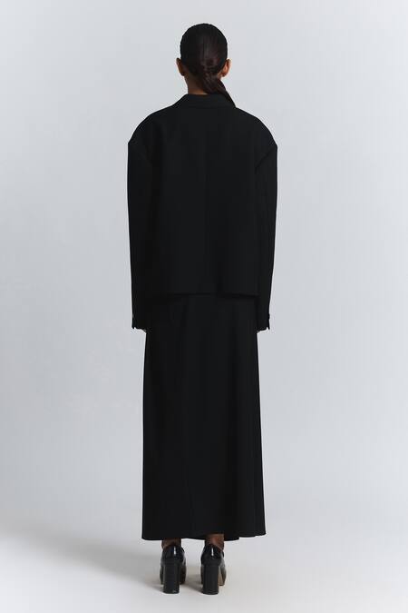 Line Out Line Black Suiting Beads Embellished Double-breasted Blazer at Aza Fashions Line Out Line_Black Suiting Beads Embellished Double-breasted Blazer _at_Aza_Fashions