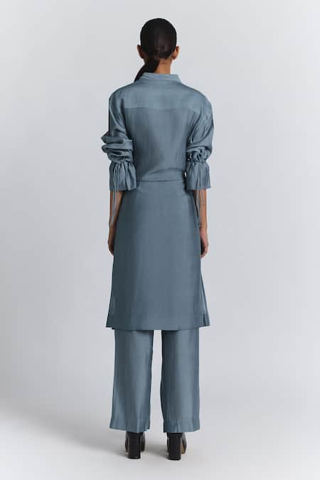 Line Out Line Chanderi Embellished Tunic & Pant Set 