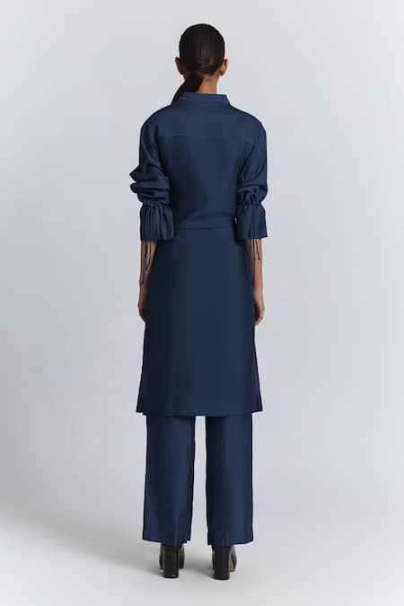 Line Out Line Chanderi Embellished Tunic & Pyjama Set 