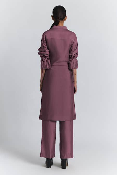 Line Out Line Chanderi Embellished Tunic & Pant Set 