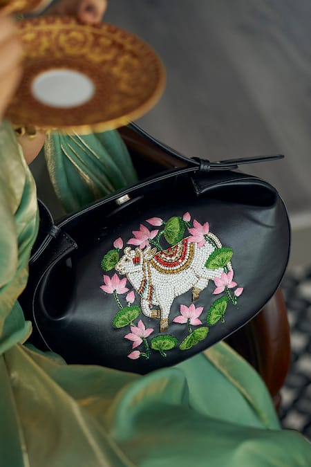 Araani Design Kamdhenu Reshamdozi Hand Embroidered Bag 