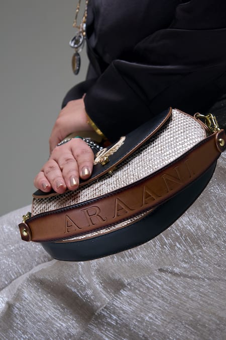 Araani Design Black Embroidery The Swan Song Bag Online at Aza Fashions Araani Design_Black Embroidery The Swan Song Bag _Online_at_Aza_Fashions