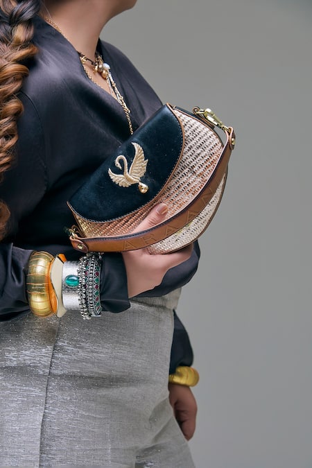 Buy Araani Design Black Embroidery The Swan Song Bag Online at Aza Fashions Buy_Araani Design_Black Embroidery The Swan Song Bag _Online_at_Aza_Fashions