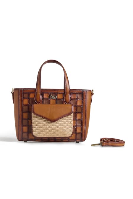 Araani Design Brown Araani Ambera Interlocked Leather Tote Bag Online at Aza Fashions Araani Design_Brown Araani Ambera Interlocked Leather Tote Bag _Online_at_Aza_Fashions