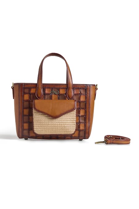 Buy Araani Design Brown Araani Ambera Interlocked Leather Tote Bag Online at Aza Fashions Buy_Araani Design_Brown Araani Ambera Interlocked Leather Tote Bag _Online_at_Aza_Fashions