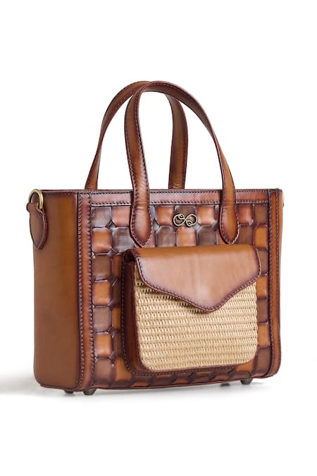 Araani Design Brown Araani Ambera Interlocked Leather Tote Bag at Aza Fashions Araani Design_Brown Araani Ambera Interlocked Leather Tote Bag _at_Aza_Fashions