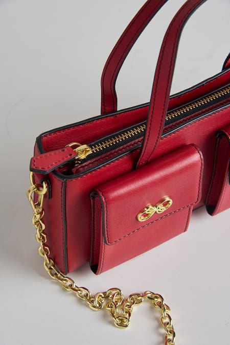 Araani Design Maroon Studs Mini Messenger Cross-body Bag Online at Aza Fashions Araani Design_Maroon Studs Mini Messenger Cross-body Bag _Online_at_Aza_Fashions