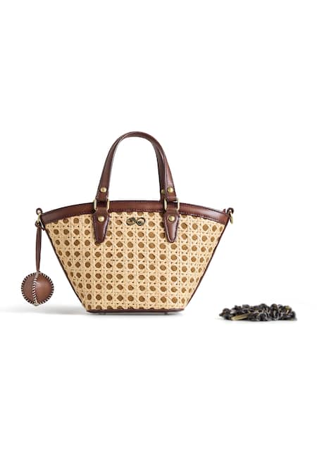 Araani Design Brown Chains Cane Weave Embellished Luxe Bag Online at Aza Fashions Araani Design_Brown Chains Cane Weave Embellished Luxe Bag _Online_at_Aza_Fashions