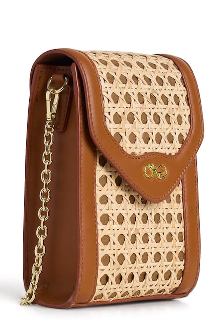 Araani Design Tan Organic Cross Body Sling Bag Online at Aza Fashions Araani Design_Tan Organic Cross Body Sling Bag _Online_at_Aza_Fashions