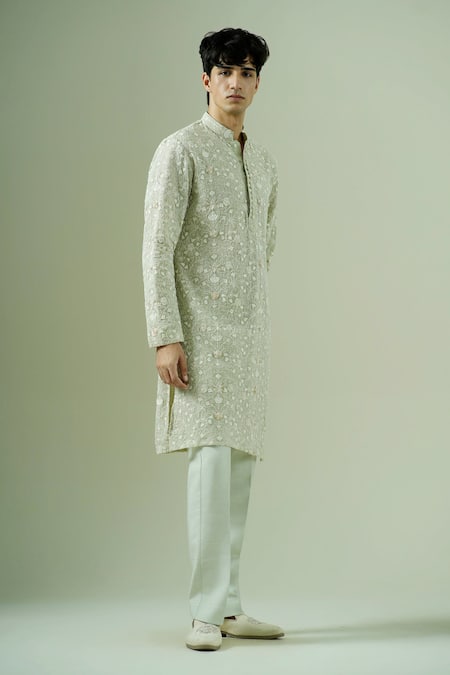 Darzi House Pistachio Flora Embroidered Kurta Set 