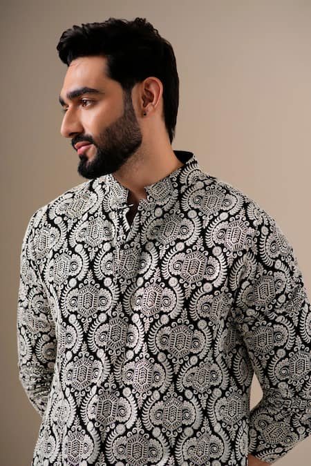 Darzi House Black Georgette Embroidery, Sequins Heritage Kurta Set Online at Aza Fashions Darzi House_Black Georgette Embroidery, Sequins Heritage Kurta Set _Online_at_Aza_Fashions