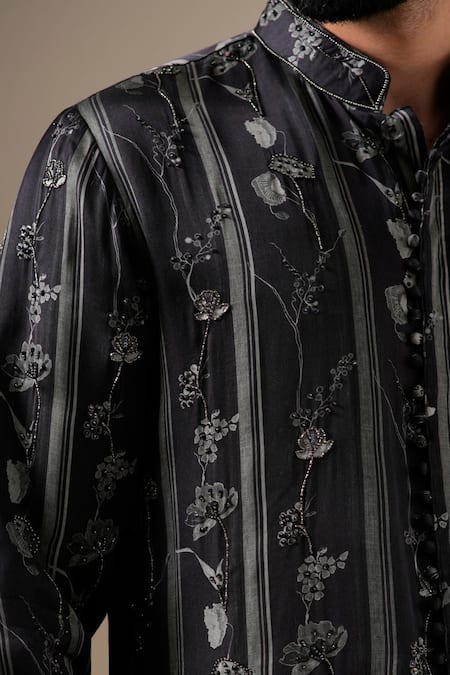 Buy Darzi House Black Modal, Silk Crystals, Beads Floral Pattern Kurta Set Buy_Darzi House_Black Modal, Silk Crystals, Beads Floral Pattern Kurta Set