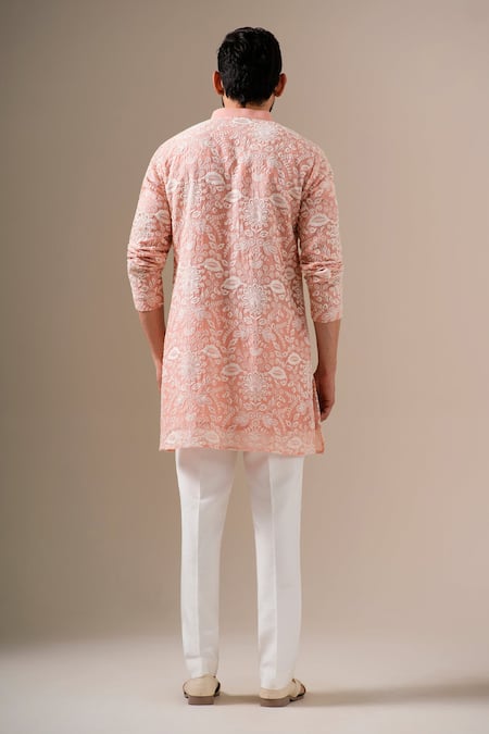 Darzi House Floral Embroidered Blush Kurta Set 