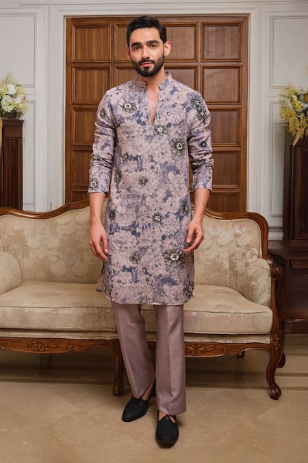 Darzi House Stone Blue Garden Kurta Set 