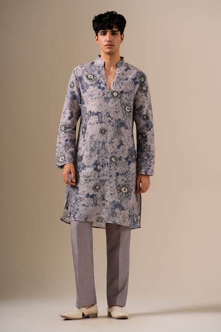 Darzi House Stone Blue Garden Kurta Set 