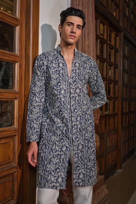 Buy Darzi House Blue Denim Embroidery, Sequins, Beads Flora Kurta Set Online at Aza Fashions Buy_Darzi House_Blue Denim Embroidery, Sequins, Beads Flora Kurta Set _Online_at_Aza_Fashions