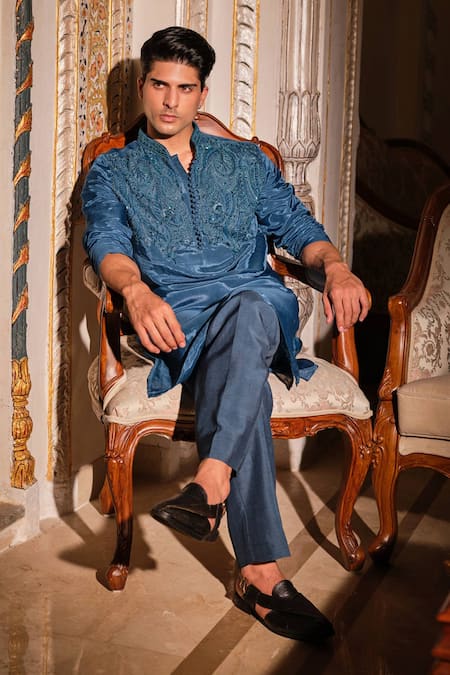 Darzi House Indigo Starlit Embroidered Kurta Set 