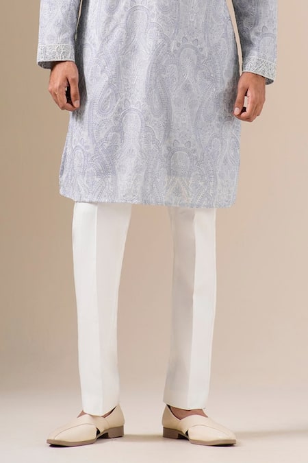 Darzi House_Blue Georgette Pearls, Sequins, Beads Mist Printed Kurta Set _Online_at_Aza_Fashions