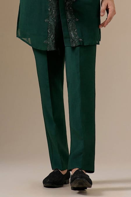 Darzi House_Green Georgette Embroidery, Beads, Crystals Jade Regal Kurta Set _Online_at_Aza_Fashions