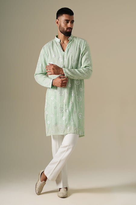 Darzi House Pastel Mirror Glow Embroidered Kurta Set