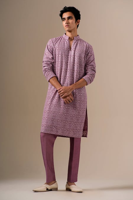 Darzi House Geometric Embroidered Kurta Set 