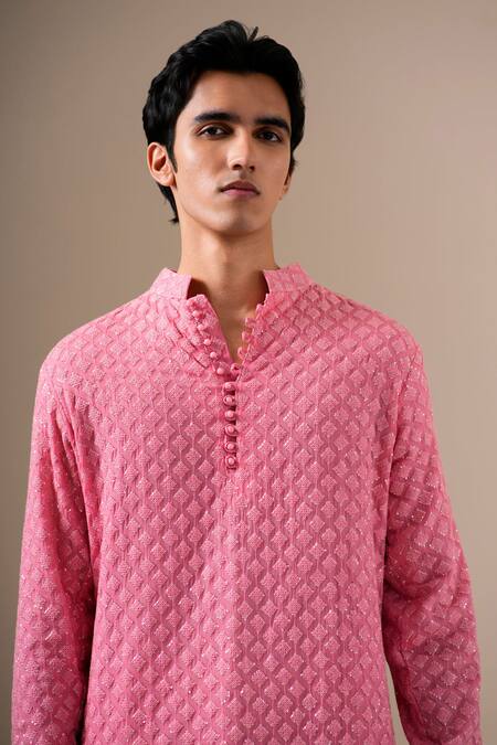 Shop Darzi House Pink Georgette Sequins, Embroidery Gulabi Jashn Kurta Patiyala Set Online at Aza Fashions Shop_Darzi House_Pink Georgette Sequins, Embroidery Gulabi Jashn Kurta Patiyala Set _Online_at_Aza_Fashions