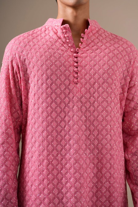 Darzi House Pink Georgette Sequins, Embroidery Gulabi Jashn Kurta Patiyala Set at Aza Fashions Darzi House_Pink Georgette Sequins, Embroidery Gulabi Jashn Kurta Patiyala Set _at_Aza_Fashions