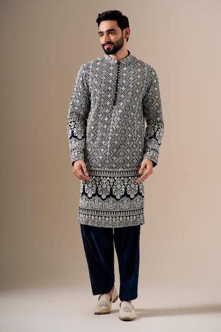Darzi House Midnight Motif Embroidered Kurta Patiyala Set 
