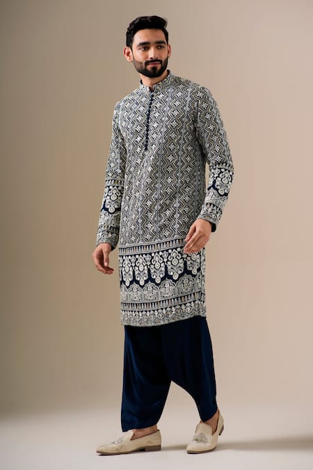 Darzi House Midnight Motif Embroidered Kurta Patiyala Set 