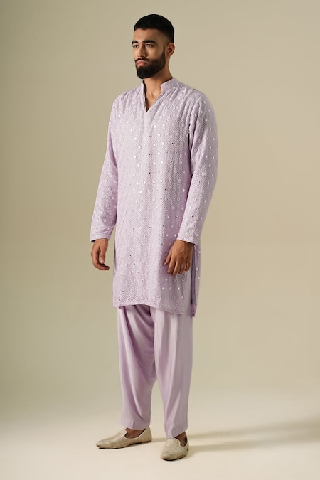 Buy Darzi House Purple Georgette Mirrors, Embroidery Taara Kurta Patiyala Set Online at Aza Fashions Buy_Darzi House_Purple Georgette Mirrors, Embroidery Taara Kurta Patiyala Set _Online_at_Aza_Fashions