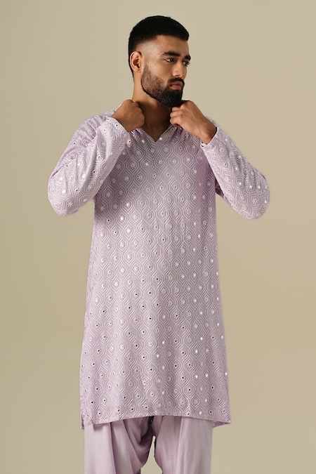 Darzi House Purple Georgette Mirrors, Embroidery Taara Kurta Patiyala Set at Aza Fashions Darzi House_Purple Georgette Mirrors, Embroidery Taara Kurta Patiyala Set _at_Aza_Fashions