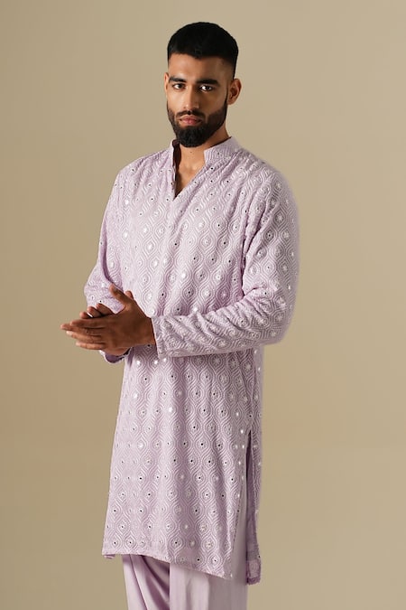 Buy Darzi House Purple Georgette Mirrors, Embroidery Taara Kurta Patiyala Set Buy_Darzi House_Purple Georgette Mirrors, Embroidery Taara Kurta Patiyala Set