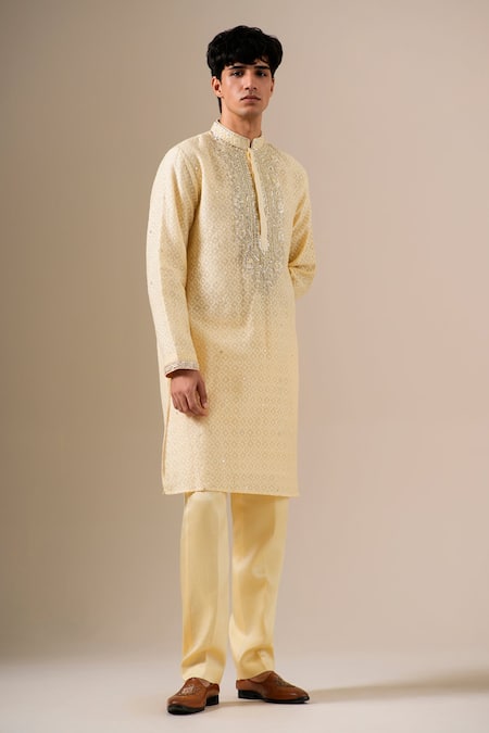 Buy Darzi House Beige Cotton, Jacquard Embroidery, Mirrors, Zari Amber Mukaish Kurta Set Online at Aza Fashions Buy_Darzi House_Beige Cotton, Jacquard Embroidery, Mirrors, Zari Amber Mukaish Kurta Set _Online_at_Aza_Fashions