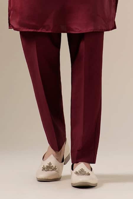 Darzi House Maroon Silk Embroidery, Sequins, Metallic Thread Gilded Kurta Set Online at Aza Fashions Darzi House_Maroon Silk Embroidery, Sequins, Metallic Thread Gilded Kurta Set _Online_at_Aza_Fashions